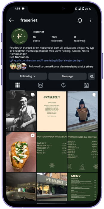 Fraseriets Instagramflöde