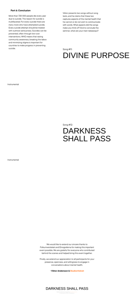 Låtarna Divine purpose och Darkness shall pass